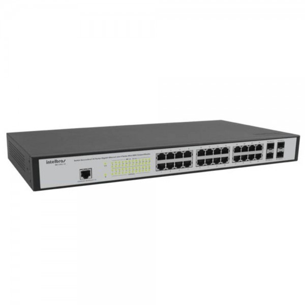 Switch Gerenciável Intelbras 24 Portas Gigabit Ethernet com 4 Mini GBIC QoS SG 2404 MR